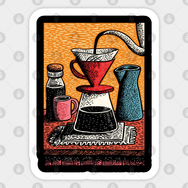 The Art of the Pour Over | V60 Coffee Brewing Sticker by TuncGK